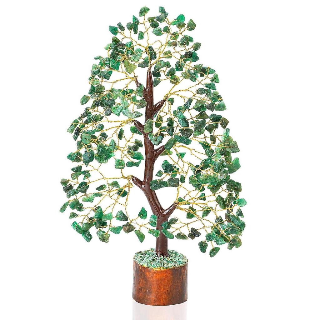 Зеленое авантюриновое хрустальное дерево, экспонат на удачу для предметов домашнего декора, кристаллы, драгоценные камни, бонсай, денежное дерево на удачу, украшение, подарок