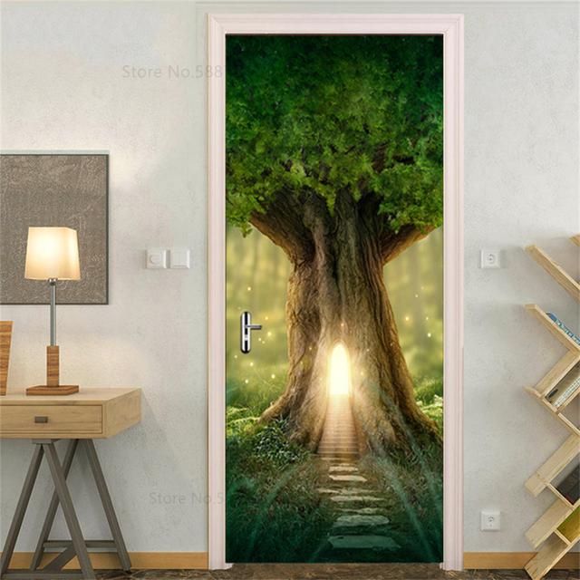 Sea Beach Door Decoration Stickers Bedroom Entrance Boys Girls Room 3d Wallpaper Natural Scenery Self-adhesive Home Wall Decals