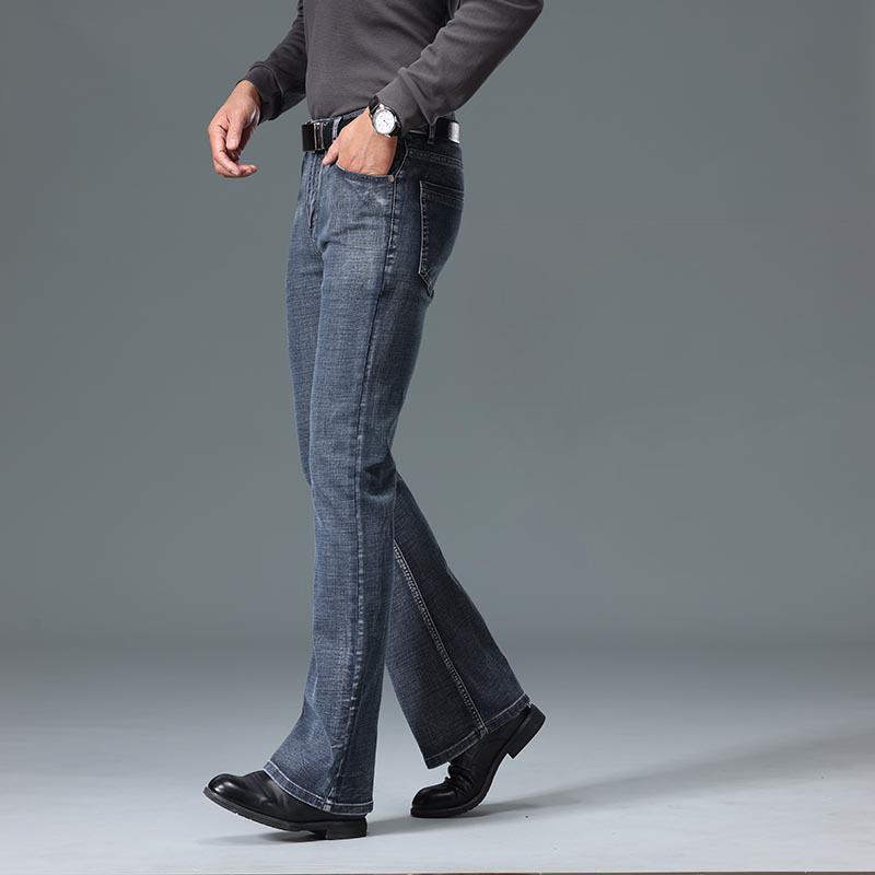 Мужские эластичные джинсы с высокой талией Cassic Design Расклешенные джинсы Мужские синие джинсы