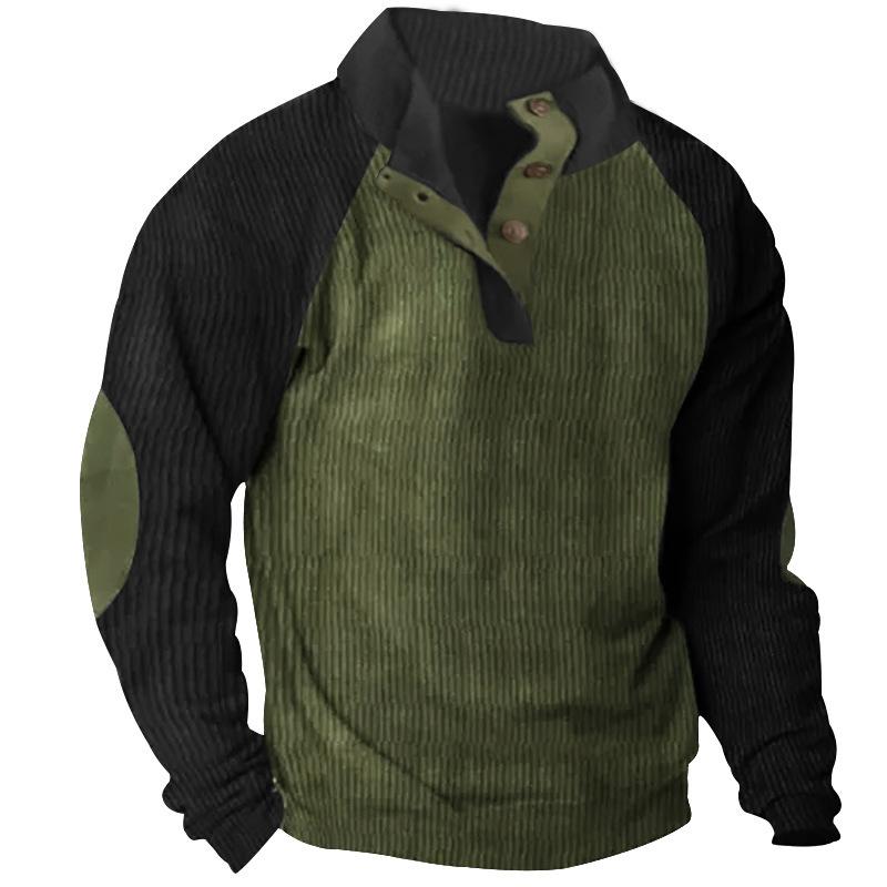Мужская вставка на плече повседневный воротник-стойка спортивный свитер осень-зима вельветовая мужская куртка куртка