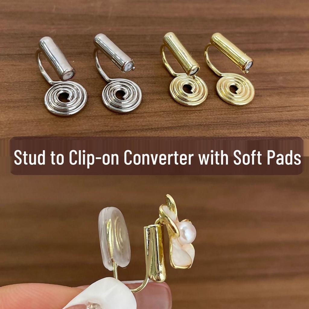 Piercing-Free Invisible Stud To Clip Earring Converter with Soft Pads