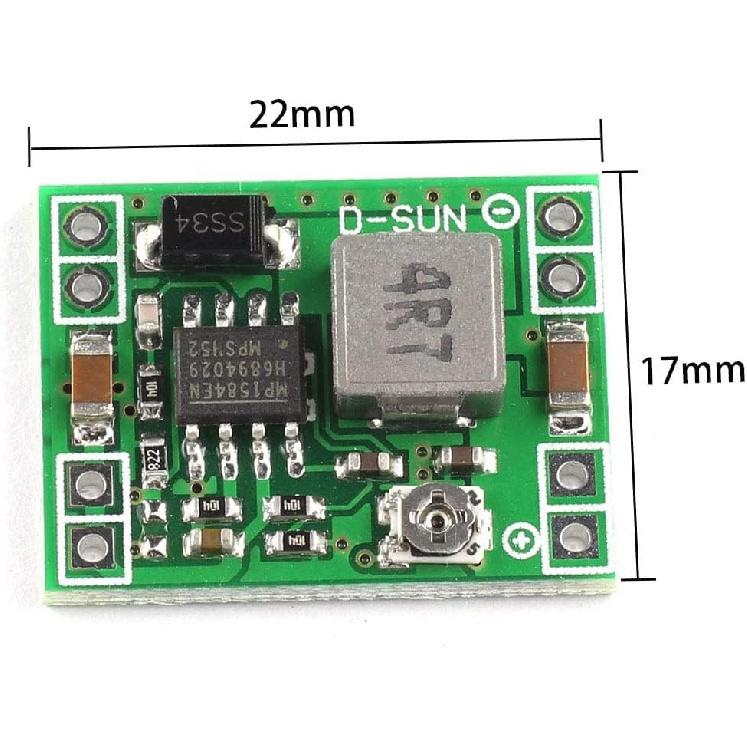 DZS Elec 2pcs MP1584EN Mini 3A DC-DC Buck Converter 4.5V-28V to 0.8V-20V Adjustable Voltage Regulator 24V/12V/9V to 12V/5V/3.3V Step-Down Power