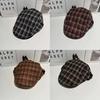 Plaid Flat Vintage Cap Breathable Polyester Beret For Casual And Office Wear