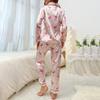 Women's Sleepwear Satin Flamingo Print Pajama Set Long Sleeve Button Up Lapel Collar Top with Pants Loungewear Lounge 2 Piece