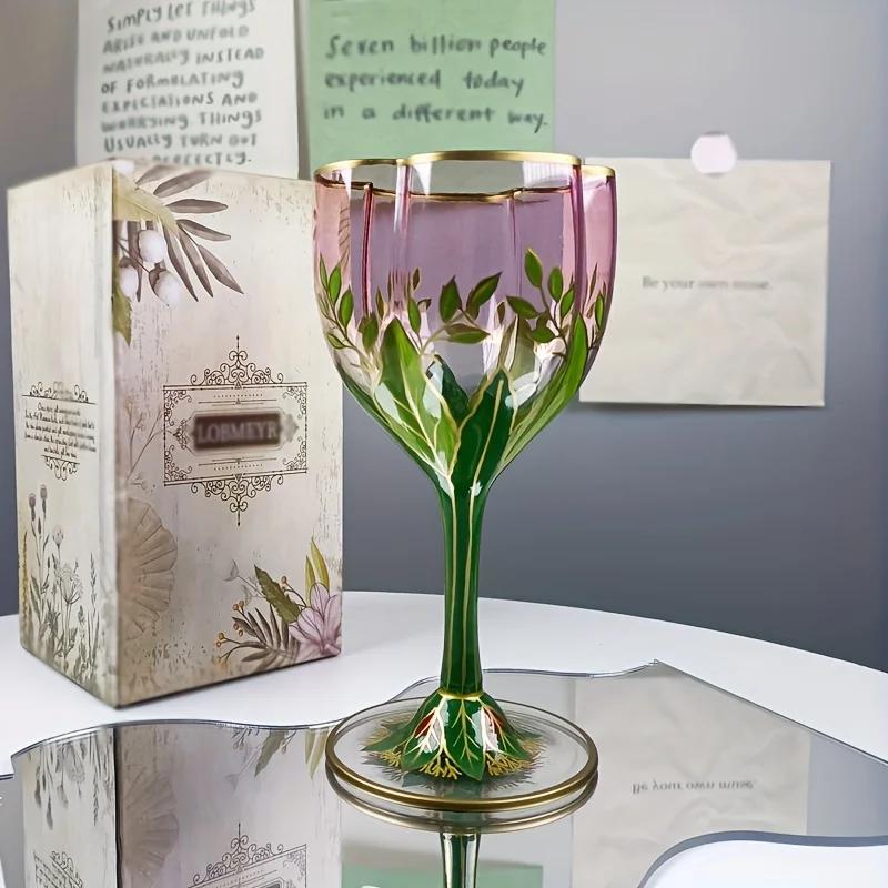 1 шт. австрийский средневековый бокал для шампанского, хрустальный бокал для красного вина, розовая расписанная вручную чаша для мороженого, винтажный цветочный кубок, подарки