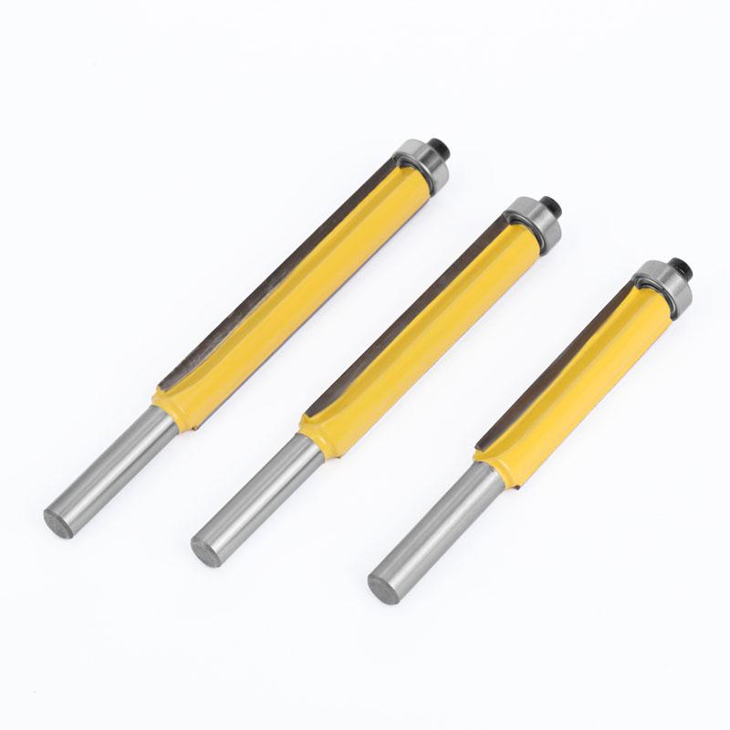 1/3 шт. 8 мм хвостовик с длинным лезвием шаблон шаблон бит карбида вольфрама заподлицо фрезы с подшипником для фрезы по дереву