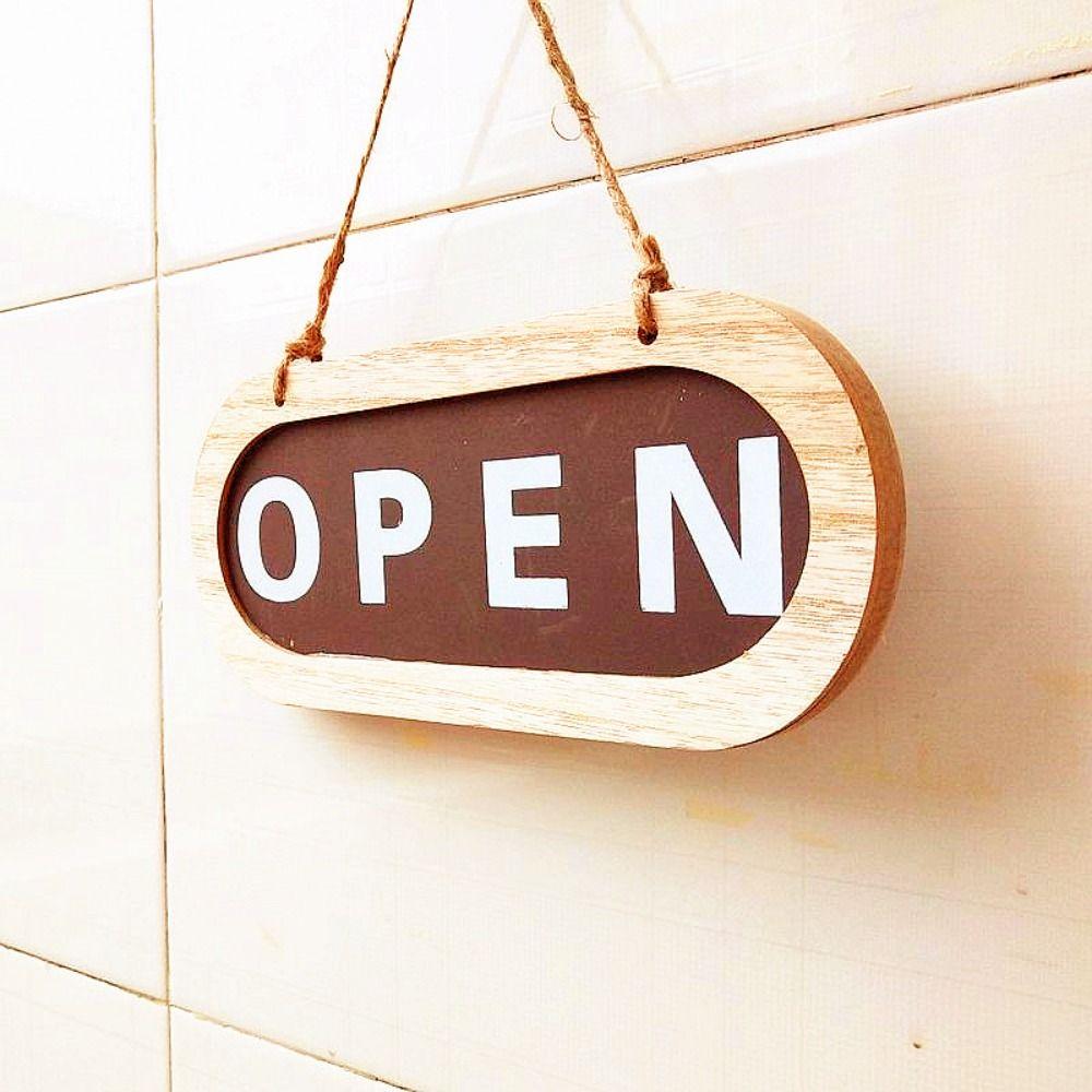 Rope Hanging Double Sided Door Sign Wooden Business Open Sign for Store Door Hanging Tag  Shop Use
