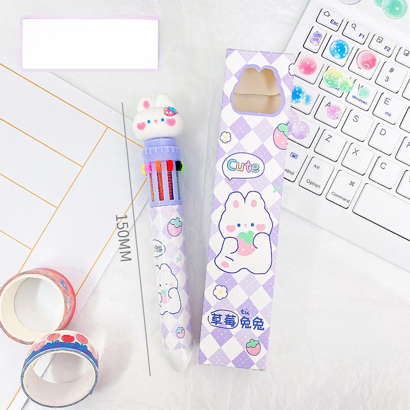 Мультяшная 10-цветная шариковая ручка для написания студенческих экзаменационных принадлежностей Моделирование в соответствии с многоцветной ручкой