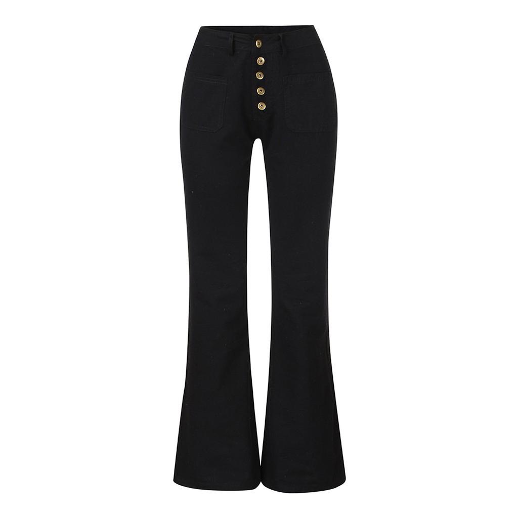 Women's Fashion Solid Color Washed Casual High-Waisted Jeans