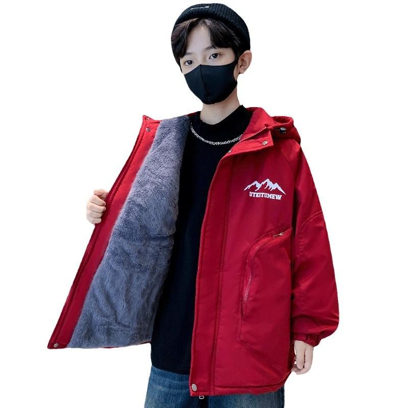 Boys Casual and Fleece Thickened Coat Autumn and Winter Children Handsome Pie Overcome