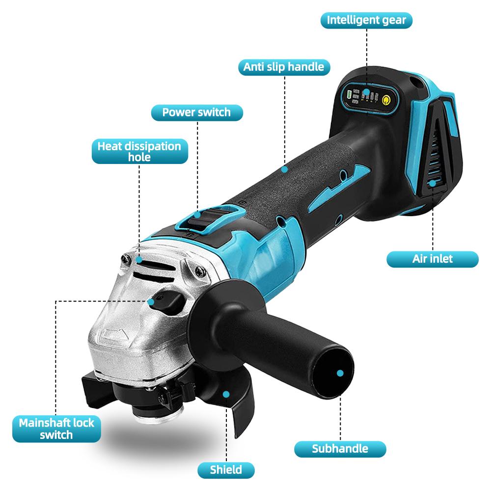 21 В 125 мм бесщеточная электрическая угловая шлифовальная машина для деревообработки, резки, полировки, беспроводной инструмент высокой мощности для аккумулятора Makita 18 В