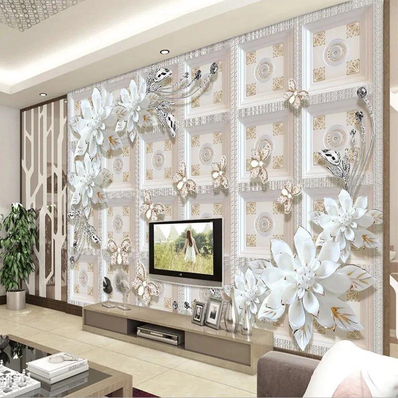 Flower Wallpaper 3d Relief Jewelry Flower Wall Mural Living Room Bedroom Luxury Home Decor Fresco