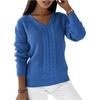 Autumn V-neck Knitted Sweater Women Elegant Long Sleeve Pullovers Sweaters Winter Fashion Solid Twist Casual Knitwear Tops 29441