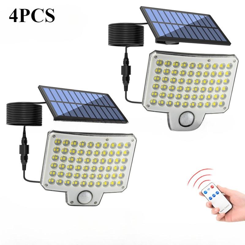 1/2/4шт 240 светодиодов настенный светильник на солнечной батарее с датчиком положения тела с тремя режимами освещения IP65 раздельное крепление пульт дистанционного управления и поворотный