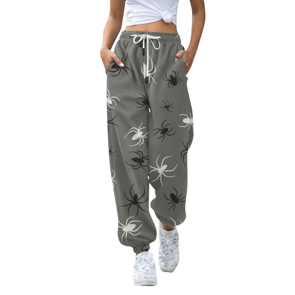 Women's Casual Fashion Halloween Printed Leisure Pants Sweatpants Trousers Drawstring Elastic Waist Drawstring Drawstring Pants