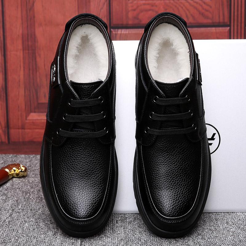 Модные зимние мужские кожаные ботинки высокого качества, толстые мужские супер теплые зимние ботинки, оксфорды, мужские нескользящие хлопковые ботинки для ходьбы, мужские зимние ботинки