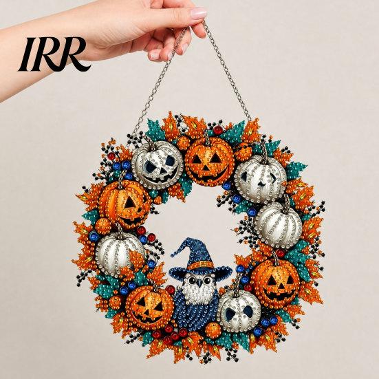Durable Hanging Ornament Fall Pumpkin Sunflower Wreath Decor, Acrylic Hand Painted Fine Workmanship Decor Window Ornament, Thanksgiving
