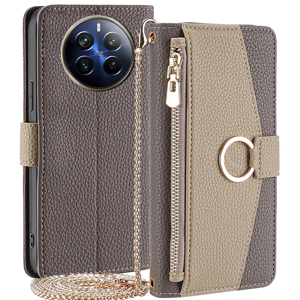 Чехол для Realme 12 Pro 5G/12 Pro+ 5G со шнурком, кошельком, молнией, кожаная обложка для телефона