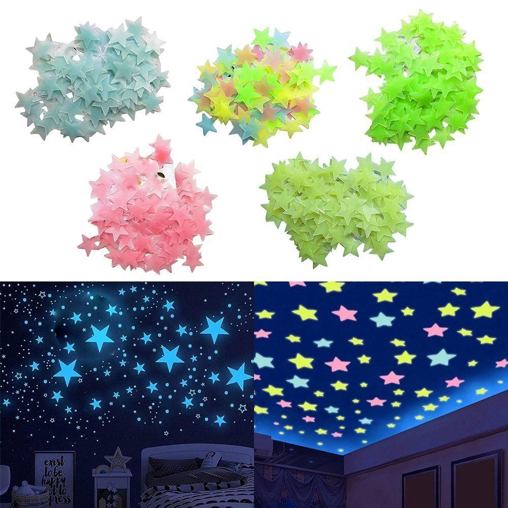 3D Fluorescent Star Stickers DIY Wall Decals  Bedroom Ceiling Livingroom