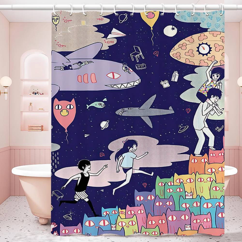 Classic Hot Horror Video Game Omori Shower Curtain, Bathroom Decorative Shower Curtain, Waterproof Shower Curtain With Hooks