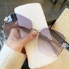 New fashion sunglasses chain glasses legs large frame retro sunglasses frameless trimmed high-end chain glasses