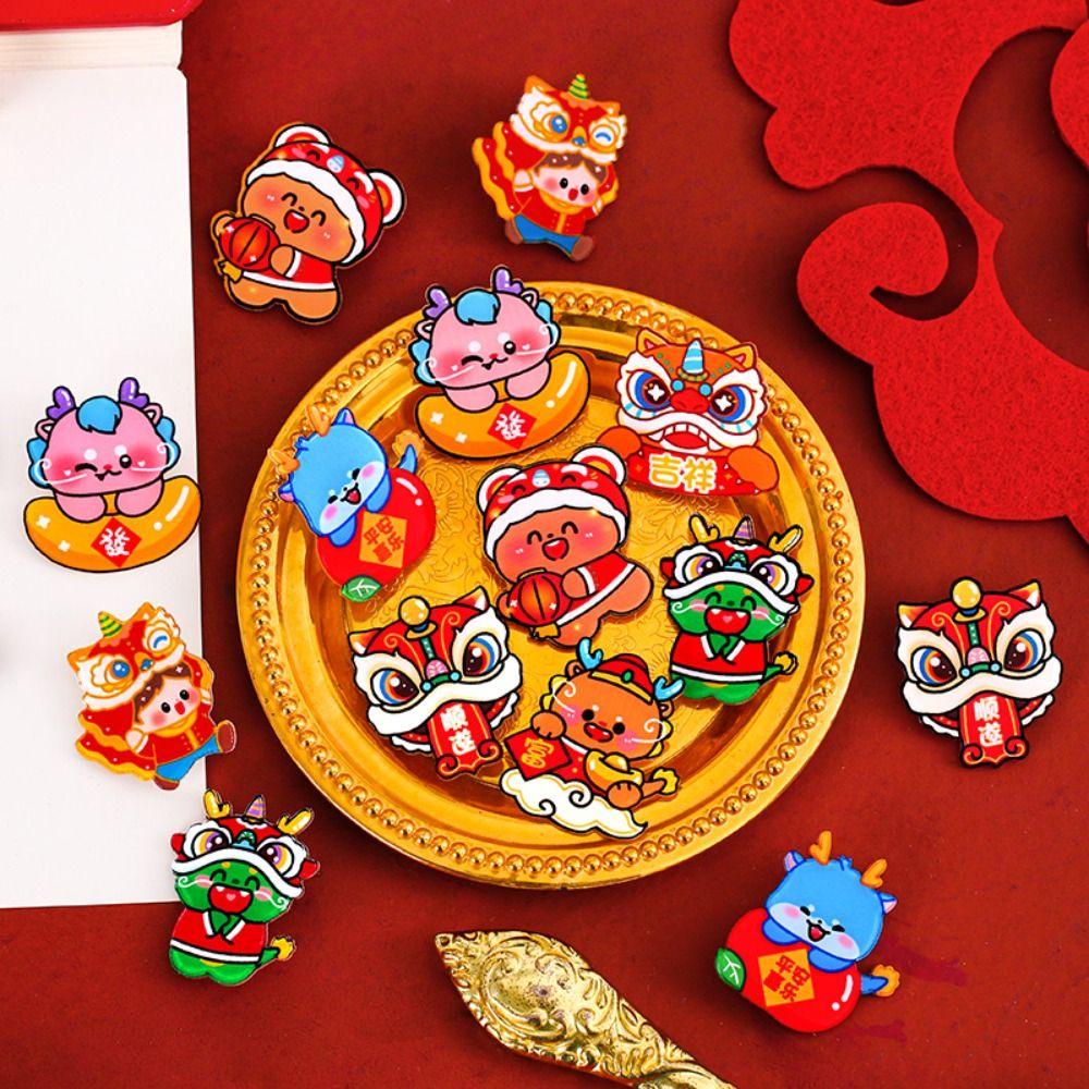 Lucky Lion Dance Brooch Loong Chinese Style Pin Jewelry New Year Badge  Skirts