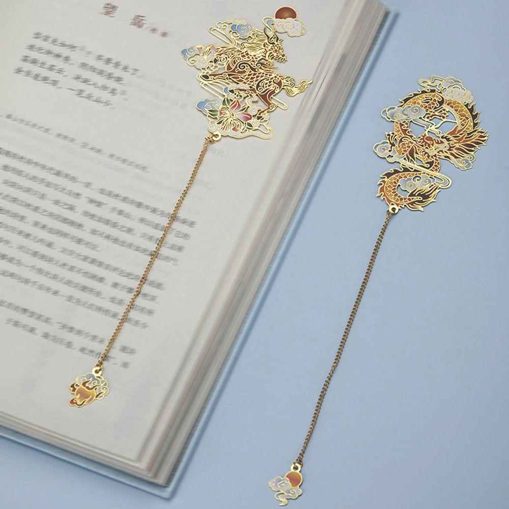 Animal Shape Page Clip Brass Metal Bookmark Chinese Style Bookmark Hollow Book Mark Retro Book Clip