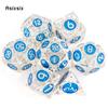 7 Pcs White Blue Metal Dice Circular Hollow Metal Polyhedral Dice Set Suitable for Role-Playing RPG Board Game Card Game