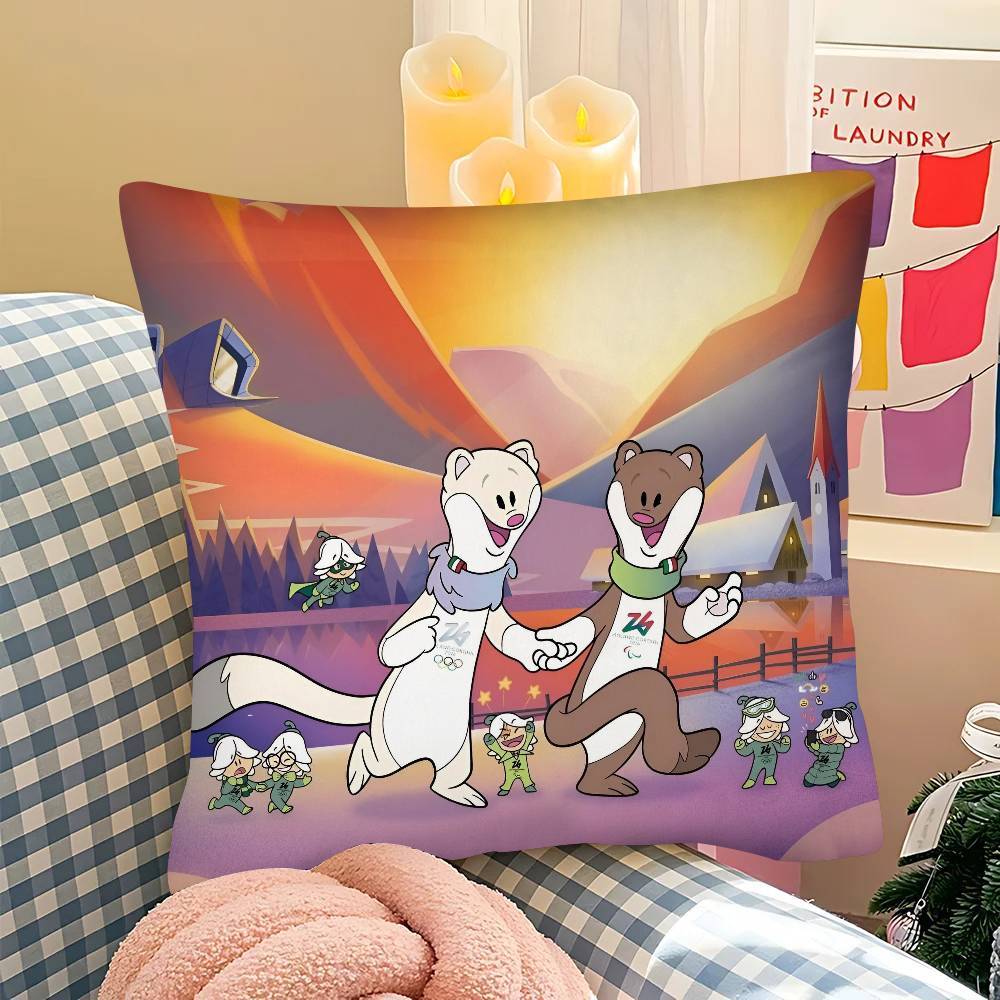 pc Mascot TTina And CUTE MMilo Pillow Case Fashion Square Pillowcase Bedroom Sofa Room Ins Decoration Leisure