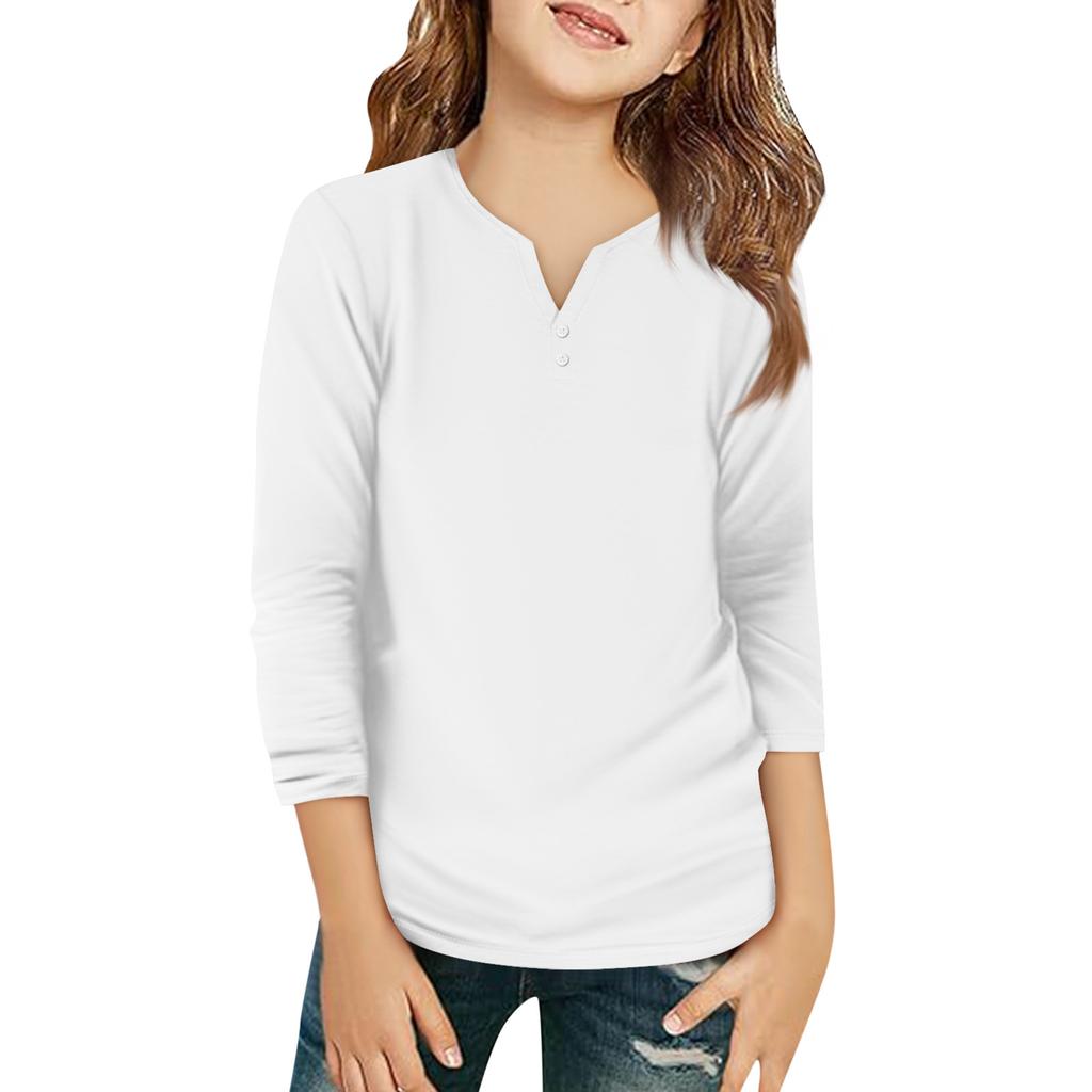 Детская футболка с рукавом 3/4, повседневная футболка с принтом, круглый вырез, блузка-пуловер