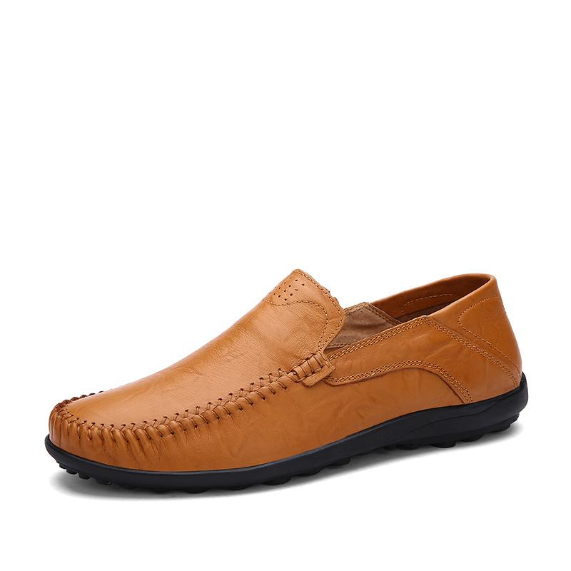 Fashion Men's High Quality Leather Loafers Men's Casual Shoes Flat Casual Sports Men's Shoes Non-slip Lightweight Lazy Shoes Plus Size47