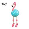 Housewarming Present Cute Dangle Leg Flamingo Figurine, Tropical Polka Dot Statue, Whimsical Party Decor Resin Home Ornament for Indoor Outdoor Patio
