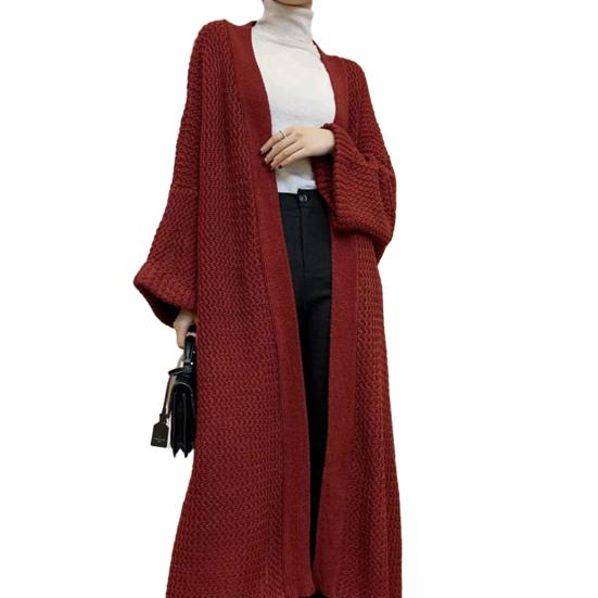 Весенне-осенний женский свободный длинный свитер, пальто с длинным рукавом, однотонный