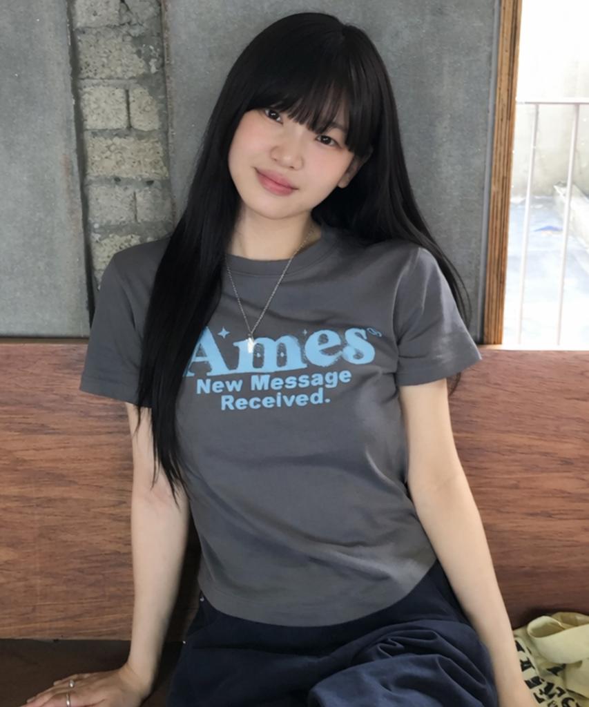 AMES-WORLDWIDE Укороченная футболка с круглым подолом Светло-серый