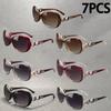 7PCS Fashion Square Sunglasses Women Luxury Brand Big Purple Sun Glasses Female Mirror Shades Ladies Feminino