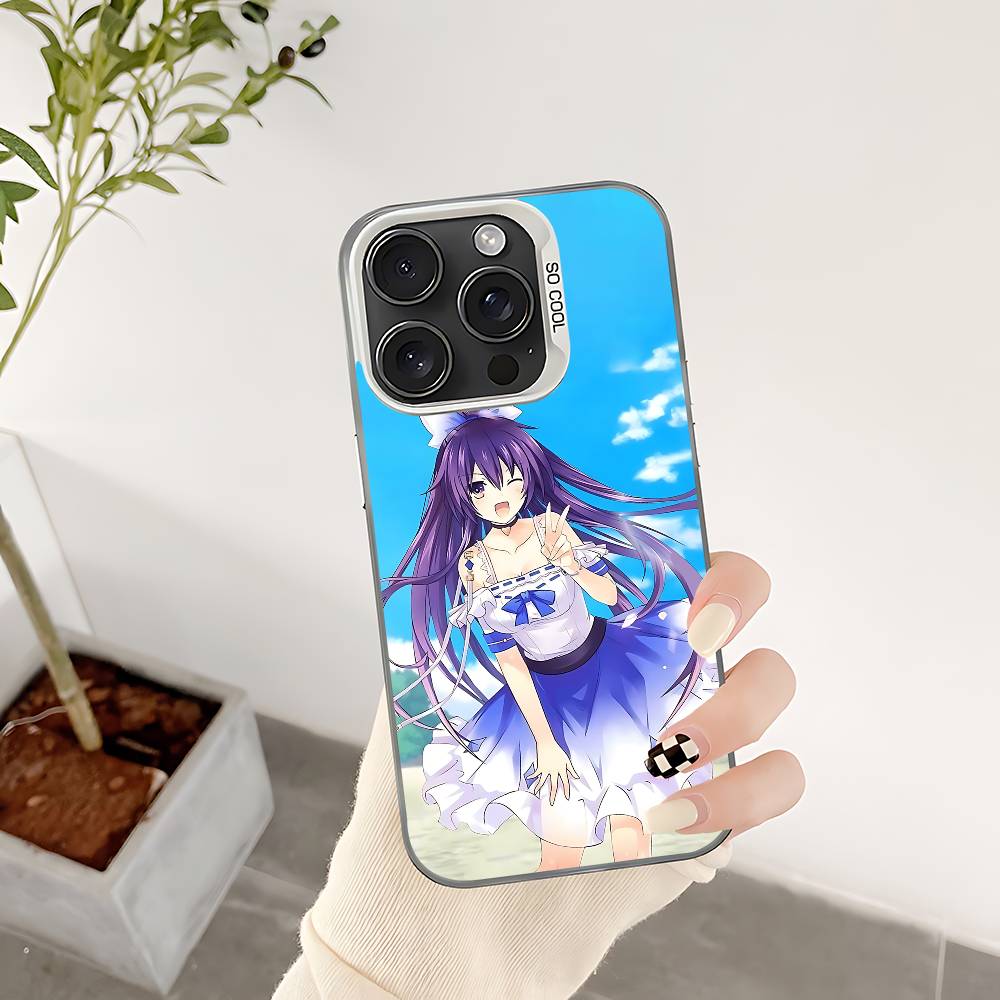 Милый Мультяшный Y-Yatogami T-Tohka Чехол для Телефона Для IPhone 17 16 15 14 13 12 11 Pro Max Plus Цветной Ударопрочный Задний Серебристый Чехол