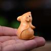 Wood Carved Zodiac Mouse Statuette Cute Animal Figurine Sculpture Crafts Hamster Statue  Cabinet