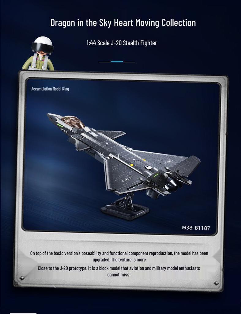 Xiao Luban J-20 Fighter Plane Block Model - Children's Educational Toy & School Gift
