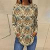 Shirts For Women Cute  Vintage Pattern Print T-Shirt Long Sleeve Tunic Tops Cotton Pullovers