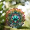 3D Metal for Lotus Flower Wind Chime - Vibrant Mandala Design with Teal & Multicolor Patterns | Perfect for Thanksgiving