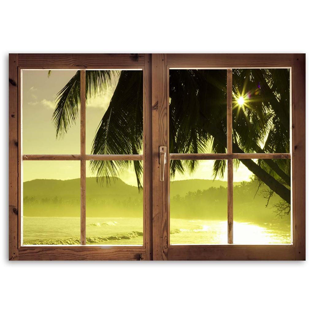 Печать на холсте, Окно - море и пальма