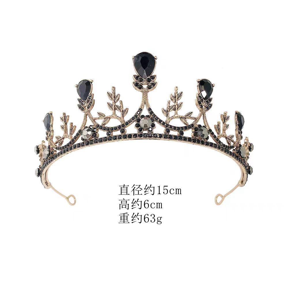 Birthday Crown Baroque Premium Muse Hepburn Style Wedding Bride Black Crown Headgear Princess Hair Accessories