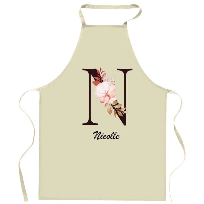 Tablier de cuisine - Nicolle Lettre - Coton épais - Impression DTG France - Liens ajustables