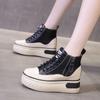 Autumn Leather High Shoes Female Soft Bottom Boots The Height Leather Sneakers