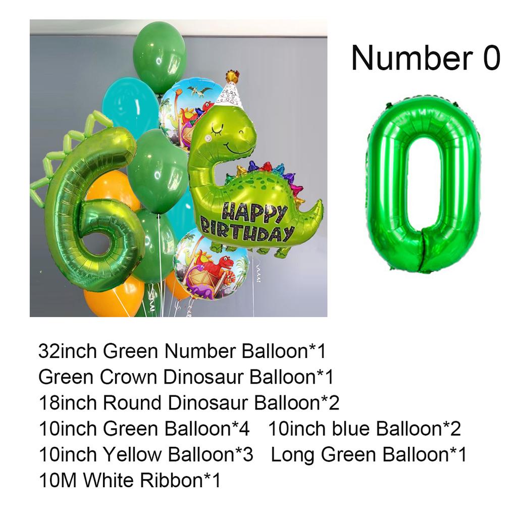 Dinosaur Balloons Set 32Inch Number Foil Balloon Yellow Blue Latex Globos For Boy Kids Dino Theme Birthday Party Decor