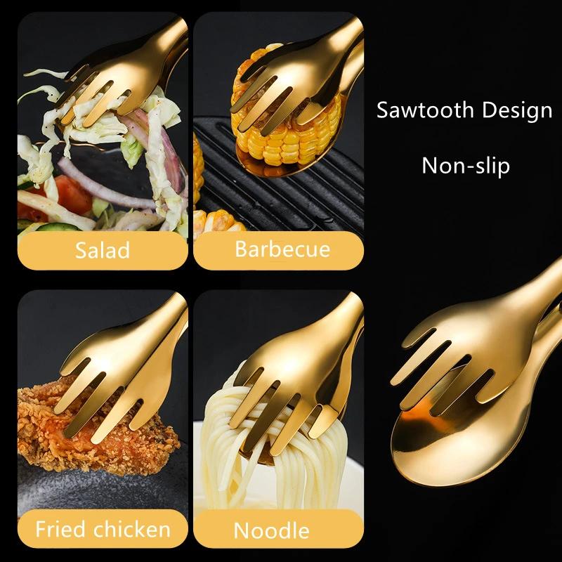 Non-Slip Stainless Steel Food Tongs Meat Salad Bread Serving Tongs For Barbecue Kitchen Accessories Cooking Utensils