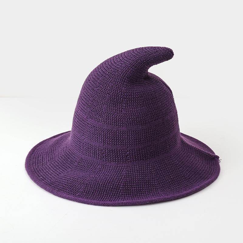 Spring and Autumn Children's Wizard Hat Witch Hat Cotton Yarn Knitted Hat Halloween Foldable Witch Hat Women's
