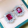 Серьги-гвоздики Huitan Red/Green Cubic Zirconia для женщин, роскошные серьги для свадьбы, помолвки, вечеринки, женские аксессуары, модные ювелирные изделия