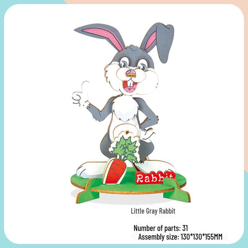 Милые животные DIY 3D деревянная головоломка для детей