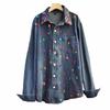 European Station Spring New Heavy Industry Diamond Loose Denim Shirt Women's Design Versatile Single-breasted Shirt